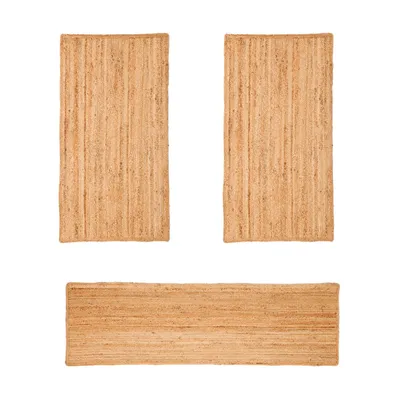 Obrázek produktu pro MY-RUG Nitin lůžko obklopuje jutový koberec, 3-dílný, běhoun, ložnice, ručně tkaný, 100 % juta, 300x80