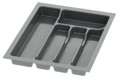 Produktbild von Sossai Besteckeinsatz Divio für Schubladen 40cm | 33 x 43 cm | Anthrazit Besteckkasten Schubladeneinsatz