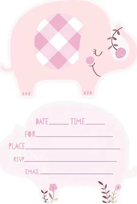 Produktbild von Baby Shower Elefant Mädchen 8 Einladungskarten
