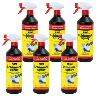 Produktbild von 6 x Pufas Schimmel-Spray 1L, Schimmelentferner mit Aktivchlor, Schimmelex