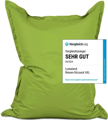 Produktbild von Lumaland Riesen-Sitzsack XXL 140x180 cm Wasserfestes Indoor & Outdoor Liegekissen über 3 Mio. anpassungsfähigen EPS-Perlen Bean Bag waschbarem Bezug