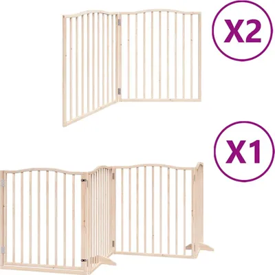 Zdjęcie produktu dla vidaXL 8-częściowa bramka dla psa ze składanymi drzwiami 640 cm drewno topolowe