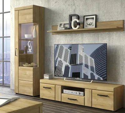 Produktbild von Wohnwand >Cortina< (3-teilig) in Grandson Eiche Nachbildung - 215x195x41 (BxHxT)