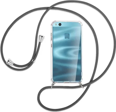 Produktbild von Handykette Backcover-Schutzhülle mit Band (Metall silberfarben) für Huawei P10 Lite - dunkelgrau