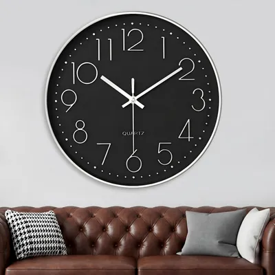 Wanduhr 20 cm modern Quarz lautlos – schwarz, rund