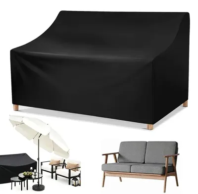 Image de Housse de protection pour canapé d'extérieur - 2 places - Imperméable - Résistant aux UV - Résistant à la neige et au vent - Avec cordon de serrage - Pour jardin