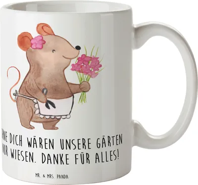 Produktbild von Mr. & Mrs. Panda Pott Dankbarer Gärtner - Weiß - Geschenk, Herzliche Worte, Aufmerksamkeit, Leidenschaft, Becher, Natur, Kaffeetasse, Tasse, Garten, Geschenktasse, Blumen