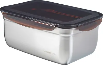 Produktbild von iSi Edelstahl Vorratsdose, rechteckig, 3600 ml, 26.5x18.5x11 cm, luftdicht, auslaufsicher, lebensmittelecht, spülmaschinengeeignet, gefriergeeignet, bruchfest, patentierte Sicherheitsverschlüsse, Outdoor geeignet