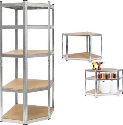 Produktbild von Metall Ecklagerregal 5 Regale Garage 180x40x70cm 875kg Rebel