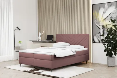 Produktbild von Kaiser Möbel Boxspringbett 180x200 mit bettkasten und matratze+topper, Schlafzimmerbett RUGIA Rosa