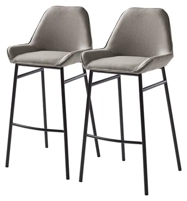 Produktbild von home24 Barstuhl - 2er-Set - Webstoff / Eisen - Grau / Schwarz