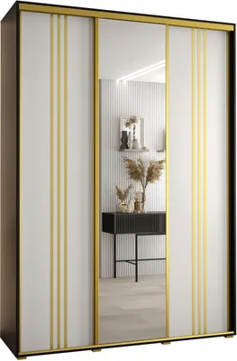 Produktbild von MEBLE KRYSPOL Davos 7 Schrank, drei Türen - 235,2x180x45 cm - Schwarz Weiß Gold