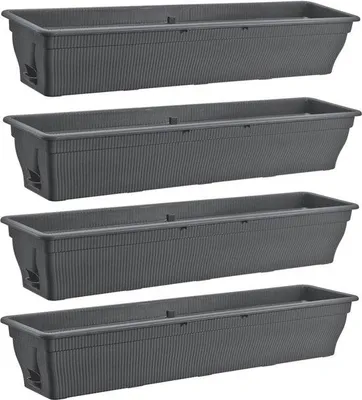 Produktbild von Famanu Balkonbak 100 cm mit Wasserreservoir - Wetterbeständige Blumenkasten - Grau, 25 Liter