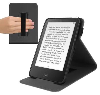 Produktbild von kwmobile Hülle kompatibel mit Tolino Vision 1 / 2 / 3 / 4 HD - Schlaufe Ständer - e-Reader Schutzhülle - Filz Hellgrau