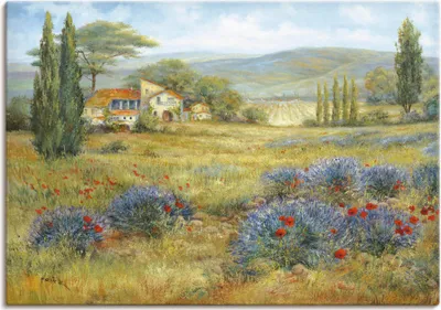 Produktbild von ARTland Leinwandbild Provence Lavendelwiese Größe: 70x50 cm