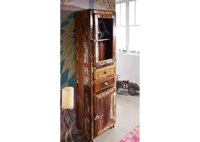 Produktbild von MASSIVMOEBEL24 Vitrine Altholz 55x38x190 mehrfarbig lackiert FREEZY #41