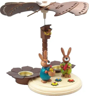 Produktbild von Osterdekoration Pyramide mit Hasen und Vogelhaus BxHxT 26x25x26cm NEU