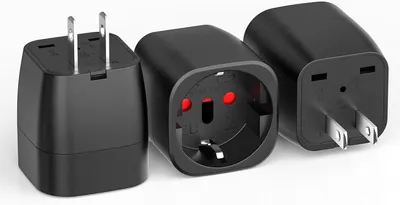 Obrázok produktu pre Cestovný adaptér 3 ks, typ A na Schuko typ F, čierna, 10 A, 250 V, na cestovanie
