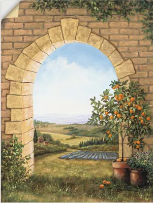 Produktbild von ARTland Wandbild, selbstklebend Orangenbaum vor dem Torbogen Größe: 60x80 cm