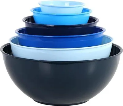 Immagine prodotto di Piatti da portata in plastica, set da 6, antiscivolo, impilabili, blu, senza coperchio