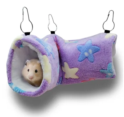 Productafbeelding van Cavia hangmat fret hangmat - Tunnelvormig - Paars - 50 x 15 cm - Voor kleine dieren in de kooi