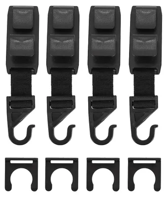Image de Crochets pour appuie-tête de voiture avec porte-bouteille - Lot de 4 - Noir
