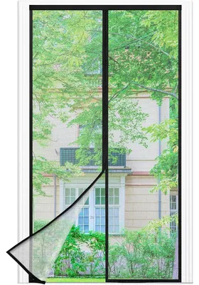 Productafbeelding van Vliegenhor voor balkondeur, met magneetsluiting en klittenband, 110 x 230 cm, zwart