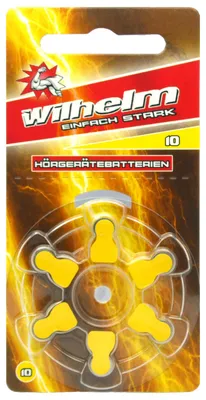 Produktbild von 6 x WILHELM Hörgerätebatterien Typ 10 gelb Hörgerätbatterie PR70 ZL4 1,4/1,45 V