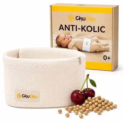 Productafbeelding van Baby Warmtegordel tegen Koliek met Kersenpitkussen - 100% Katoen - Voor Pasgeborenen