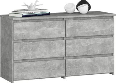 Produktbild von Stilvolle Kommode CL100 mit 6 Schubladen in Betongrau für Aufbewahrung und elegantes Design