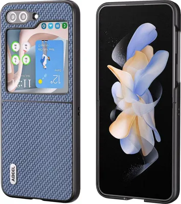 Image de Coque de protection pour Samsung Galaxy Z Flip5 5G, texture carbone, bleu clair
