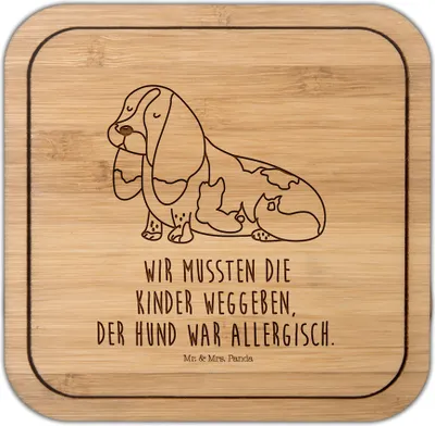 Produktbild von Mr. & Mrs. Panda Untersetzer Kork Hund Basset Hound - Transparent - Geschenk, Haustier, Süß, gläseruntersetzer, Tischschoner, Coaster, Tischuntersetzer, Aus, Lustig