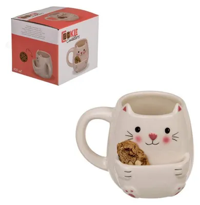 Produktbild von Katze Kaffeebecher mit Keksfach - Kätzchen Tasse Kaffeetasse, Klar