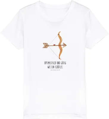 Produktbild von Mr. & Mrs. Panda Kleinkinder T-Shirt Sternzeichen Schütze 12-14 Jahre (152/164) - Weiß - Geschenk, Kinder Jungen, Kindershirt, Bio, Schützenfest, Organic, Teenager