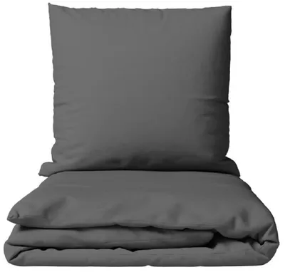 Produktbild von Renforce Bettwäsche Set 155x220 cm 80x80 cm Grau Uni 100% Baumwolle Reißverschluss