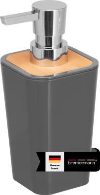 Immagine prodotto di dispenser di sapone bremermann CALVI in bambù e plastica | capacità 320 ml grigio