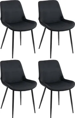 Produktbild von 4er Set Esszimmerstühle HLO-CP19 Samt schwarz