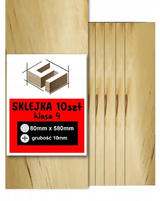 Zdjęcie produktu dla Sklejka brzozowa, formatki podłużne do grawerowania laserowego – CNC, modelarstwo, pirografia, decoupage, malowanie, dekoracje i rękodzieło DIY – klasa 4 – 8 × 58 cm (80 × 580 mm) – 10 mm – 10 szt.