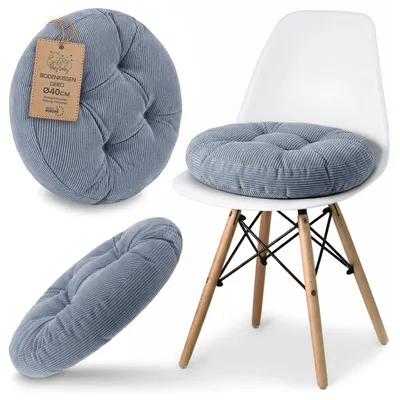 Produktbild von Sitzkissen Rund 40 cm aus Cord Stuhlkissen Bodenkissen Sitzauflage Jeansfarbe