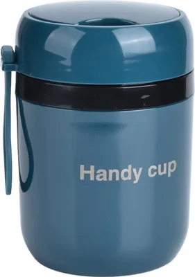 Zdjęcie produktu dla Izolowane pojemniki na zupę 500 ml Podwójny, odporny na oparzenia, podgrzewany, izolowany pojemnik na żywność ze składaną łyżką do biura lub szkoły Bleu fluo