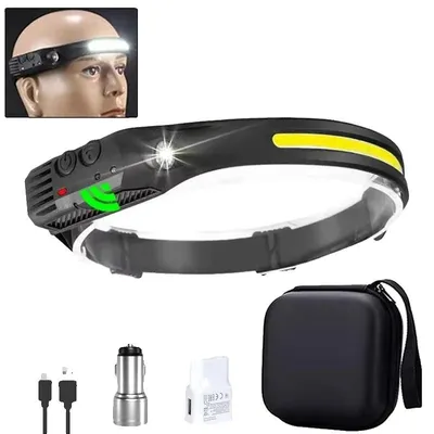 Immagine prodotto di Lampada frontale, ricaricabile tramite USB, impermeabile, set