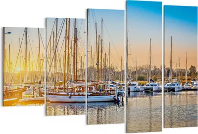 Produktbild von Bild auf Leinwand - Leinwandbild - Katamaran Yacht Anker Ankerplatz - 150x100cm - Wand Bild - Wanddeko - Leinwanddruck - Bilder - Kunstdruck - Leinwand bilder - Wandkunst - EG150x100-3162