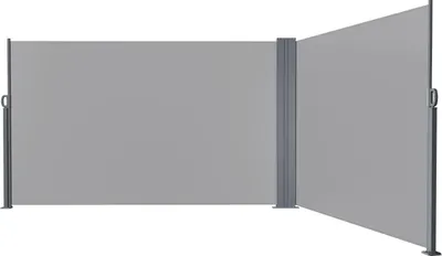 Produktbild von Faziango Seitenmarkise 600 x 160 cm Ausziehbar Windschutz, Sichtschutz für Balkon & Terrasse, Seitenrollo mit Wandhalterung Sonnenschutz - Grau Markise