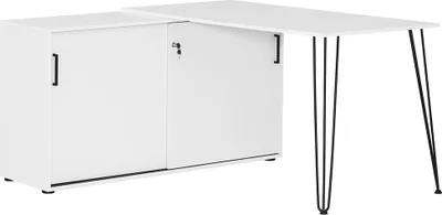 Produktbild von Eckschreibtisch mit Aktenschrank modern in weiß EVORA-80