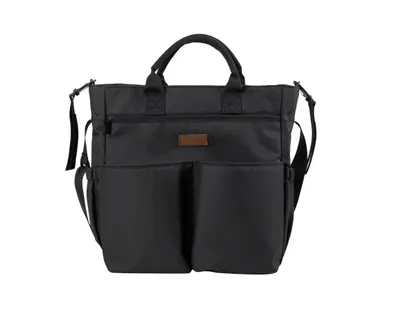 Produktbild von Novi Wickeltasche – wasserabweisend, viele Fächer inkl. Tabletfach & Flaschenhalter, mit Wickelunterlage, Kinderwagenbefestigung, Black