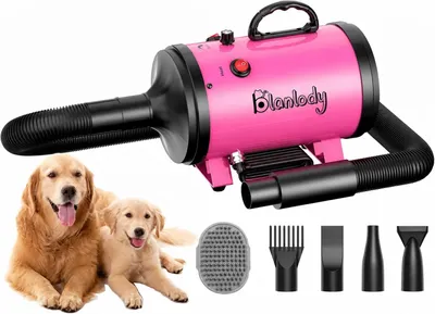Produktbild von Hundefön Blower 3200W leise Fellpflege mit Temperaturregelung 4 Düsen und flexiblem Schlauch für Hunde