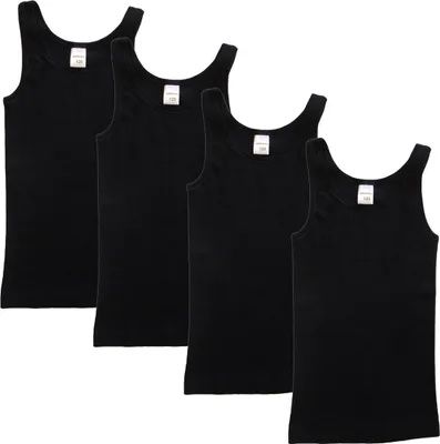 Produktbild von HERMKO 2000 4er Pack Mädchen Unterhemd aus 100% Baumwolle, Tank Top , Farbe:schwarz, Größe:116