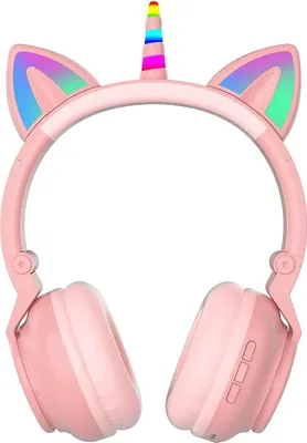 Image de Casque Bluetooth pour filles, garçons, ordinateur portable, tablette, éclairage LED, casque pour enfants pour anniversaire, voyage, école, cadeaux. (stn27 rose)