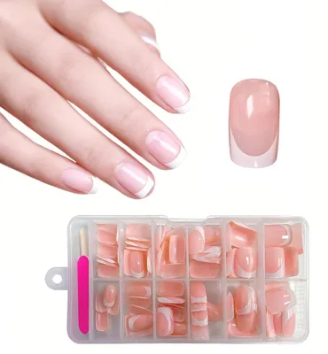 Produktbild von Künstliche Nägel French Nails kurz quadratisch weiße Spitze 120 Stück zum Aufkleben
