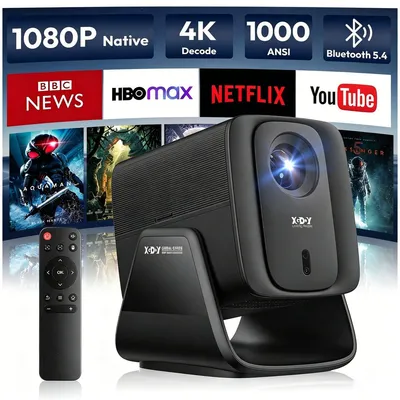 Produktbild von 4K Beamer 1000 ANSI Lumen Heimkino Projektor 1080P Full HD WiFi Bluetooth Android Autofokus tragbar für Tischprojektion Deckenprojektion mit HDMI USB
